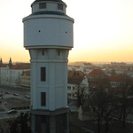 Břeclav, vodárna a večer