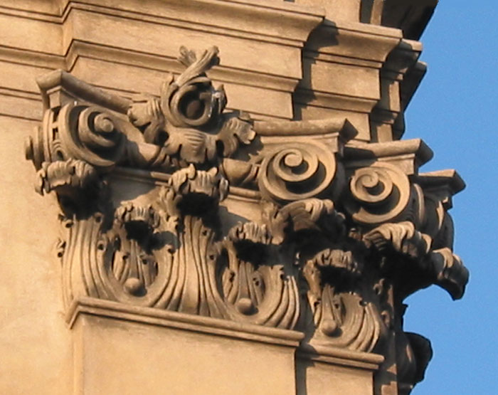 Detail fasády zámku v Měšicích u Prahy