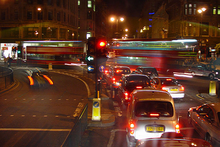 Night traffic jam