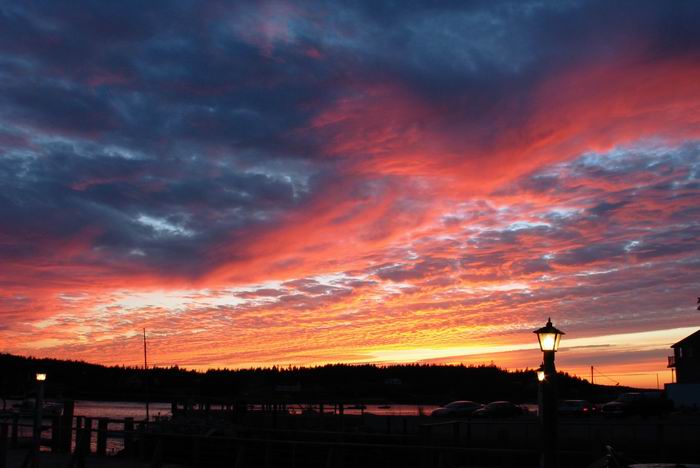zapad slunce v Port Clyde, Maine