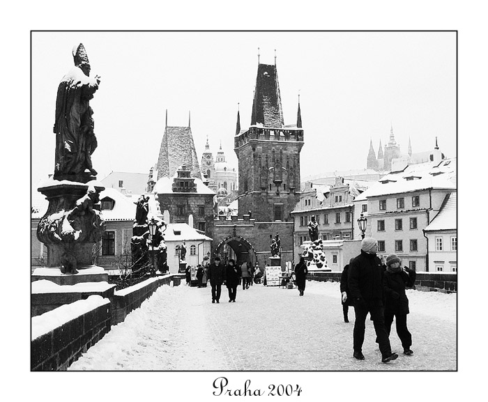 zimní pohlednice z Prahy
