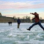 Old Russian entertainment - jumps on ice floes