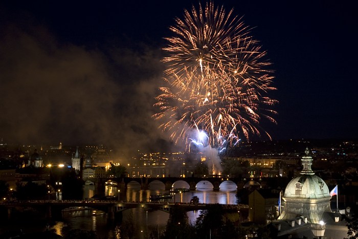 fireworks above prague