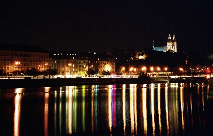 Vyšehrad a světýlka na Vltavě