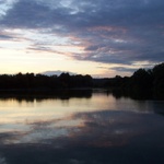 Rybník při západu slunce