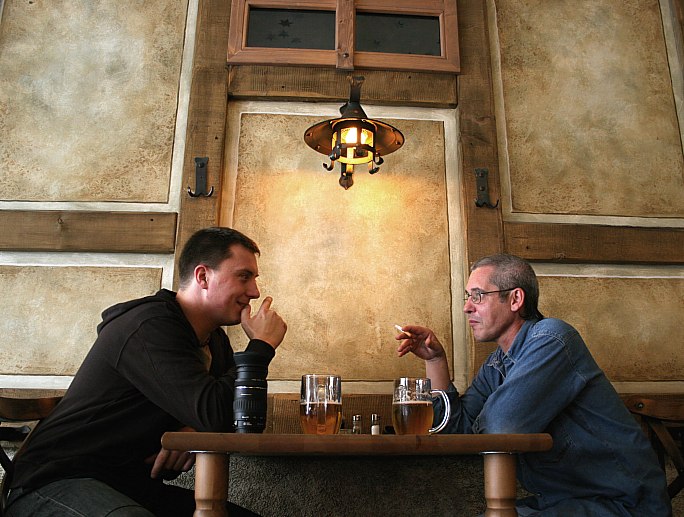 ...já a on,dvě píva a samospoušť...