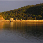 Hráz na Seči při západu slunce