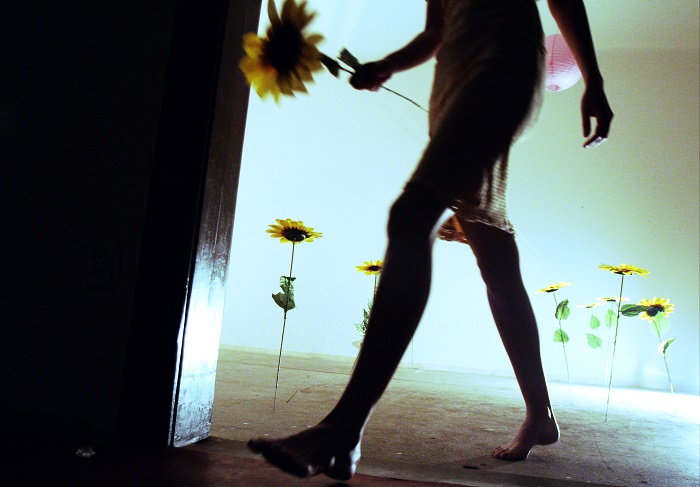 Sunflowers in living room