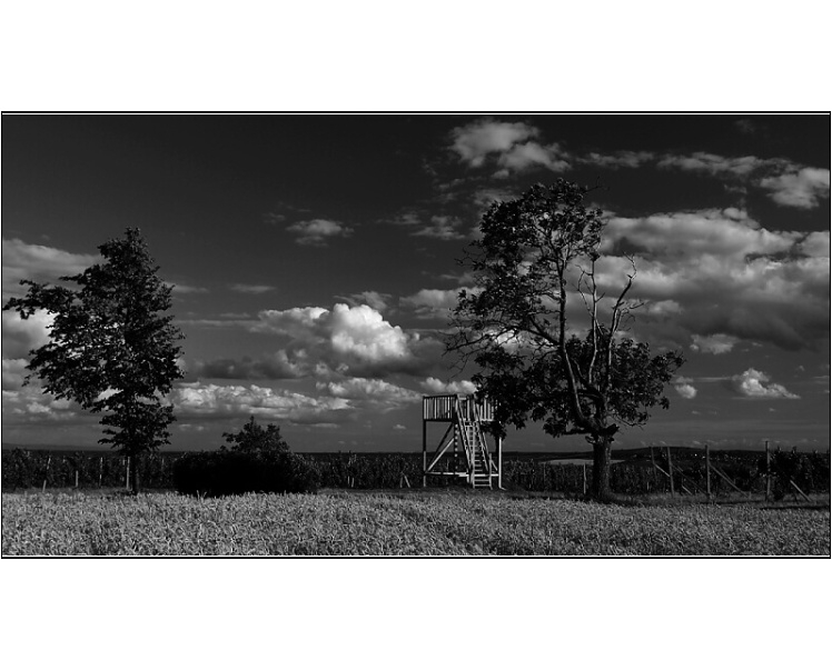 Mini rozhledna na cyklostezce. ČB