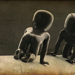 zkamenělý dítě...