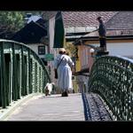 Walking across the bridge