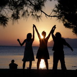 západ slunce s přáteli