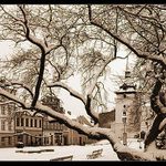 Srdce Teplic pod sněhem