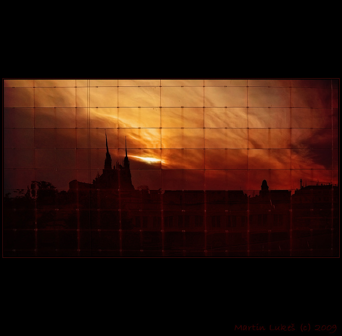 sunset in the mirror