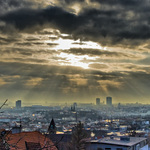 Zimní ráno nad Prahou