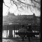 zapadající slunce nad Prahou