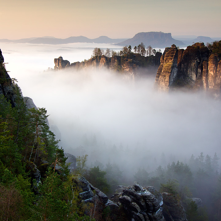 Bastei v mlze