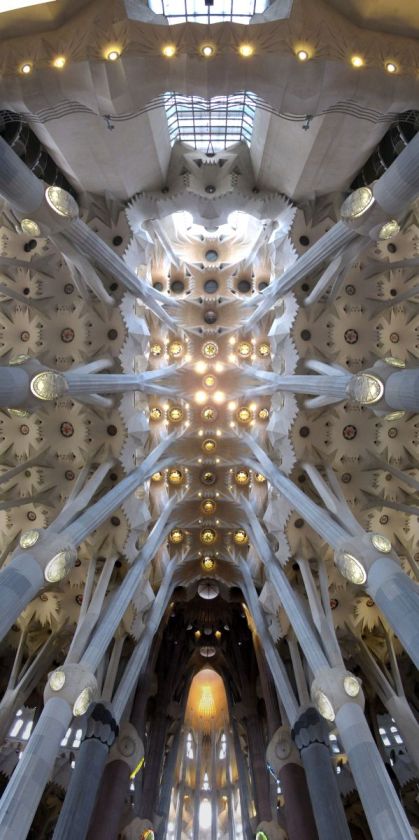 Španělsko - Barcelona - Strop kostela Sagrada Familia