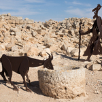 ..mumifikovaní a lehce zkorodovaní obyvatel a koza v byzantském městě Avdat..