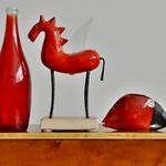 Botle, horse and fish