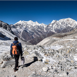 Pohled na Anapurny, sedlo Larkya La I.