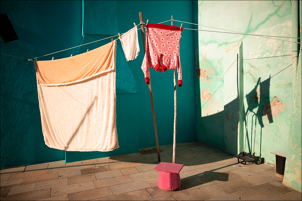 Velké prádlo (kompozice v zelené a růžové)